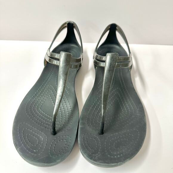 Crocs Isabella t-strap jelly comfort sandal in black women's size 10 - Picture 5 of 13